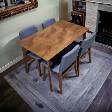 4 Seater Wooden Dining Table with 4 Dining Chairs