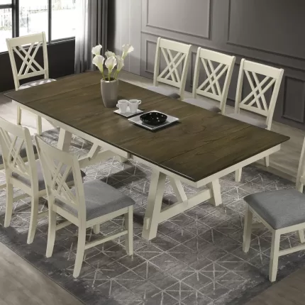 8 Seater Hamilton Wooden Dining Extendable Table 1.96m to 2.40m with 5 Dining Chairs & Bench