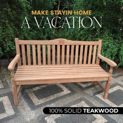 Crown 3 Seater Thick Teak Garden Bench, 1.5m