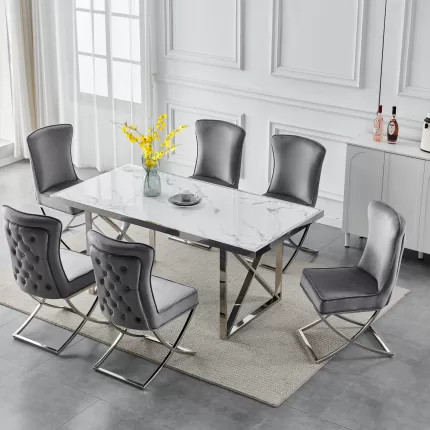Halmstad 6 Seater Rectangle Table 1.8m with 6 Halmstad Dining Chairs