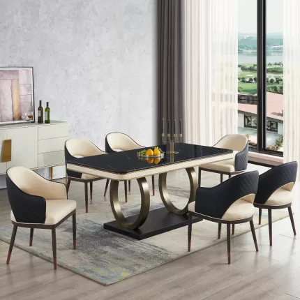 Hampton 8 Seater Rect Table 1.8m with 8 Florence Dining Chairs