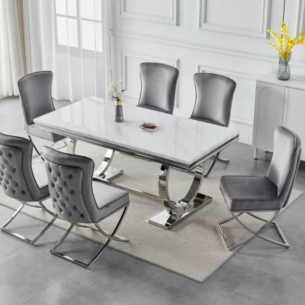 Jasper 8 Seater Rectangle Table 1.8m with 8 Halmstad Dining Chairs