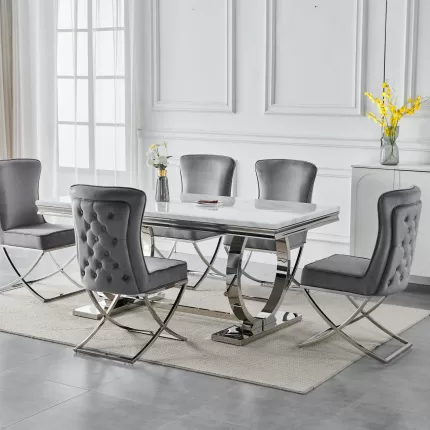 Jasper 6 Seater Rectangle Table 1.8m with 6 Halmstad Dining Chairs
