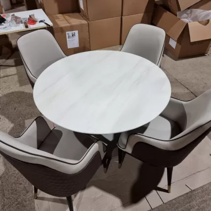 Marble Round Dining Table with Verona Dining Chairs