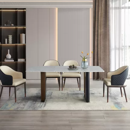Vienna 6 Seater Rectangle Table 1.8m with 6 Florence Dining Chairs