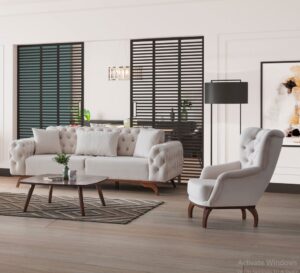 Chesterfield Sofa Set (Cream)
