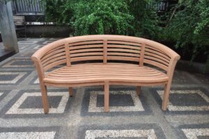 Banana Standard Teak Garden Bench Horizontal Slats, 1.6m