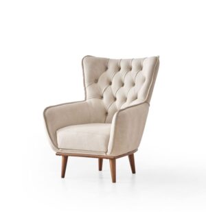 Chesterfield Sofa Set Leather (Cream)
