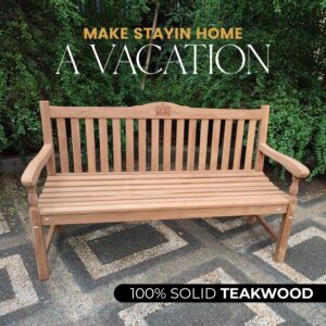 Crown 3 Seater Thick Teak Garden Bench,  1.5m