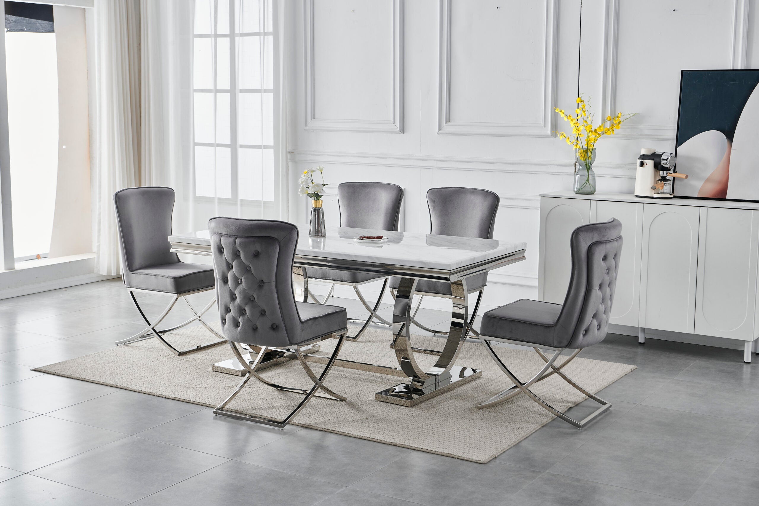 Jasper 6 Seater Rectangle Table 1.8m with 6 Halmstad Dining Chairs