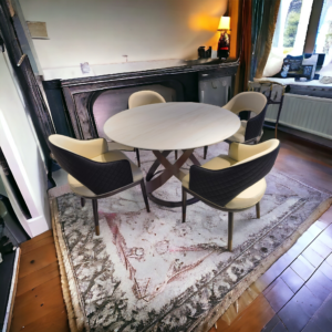 Florida  Round  Marble Dining Table 1.2m with Florence Dining Chairs