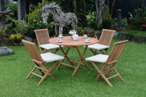 Teak Standard Folding Table 120cm with Standard Folding Chair  (Garden / Outdoor Dining Set)