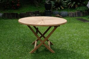Teak Sunburst Round Folding Garden Table – 1.2m  (4cm Thick Top)