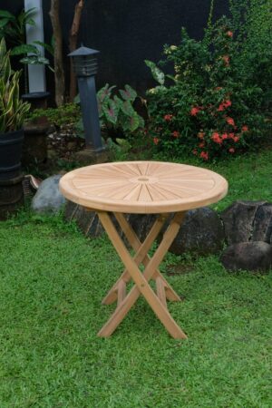 Teak Sunburst Table 80cm  (4cm Thick Top)