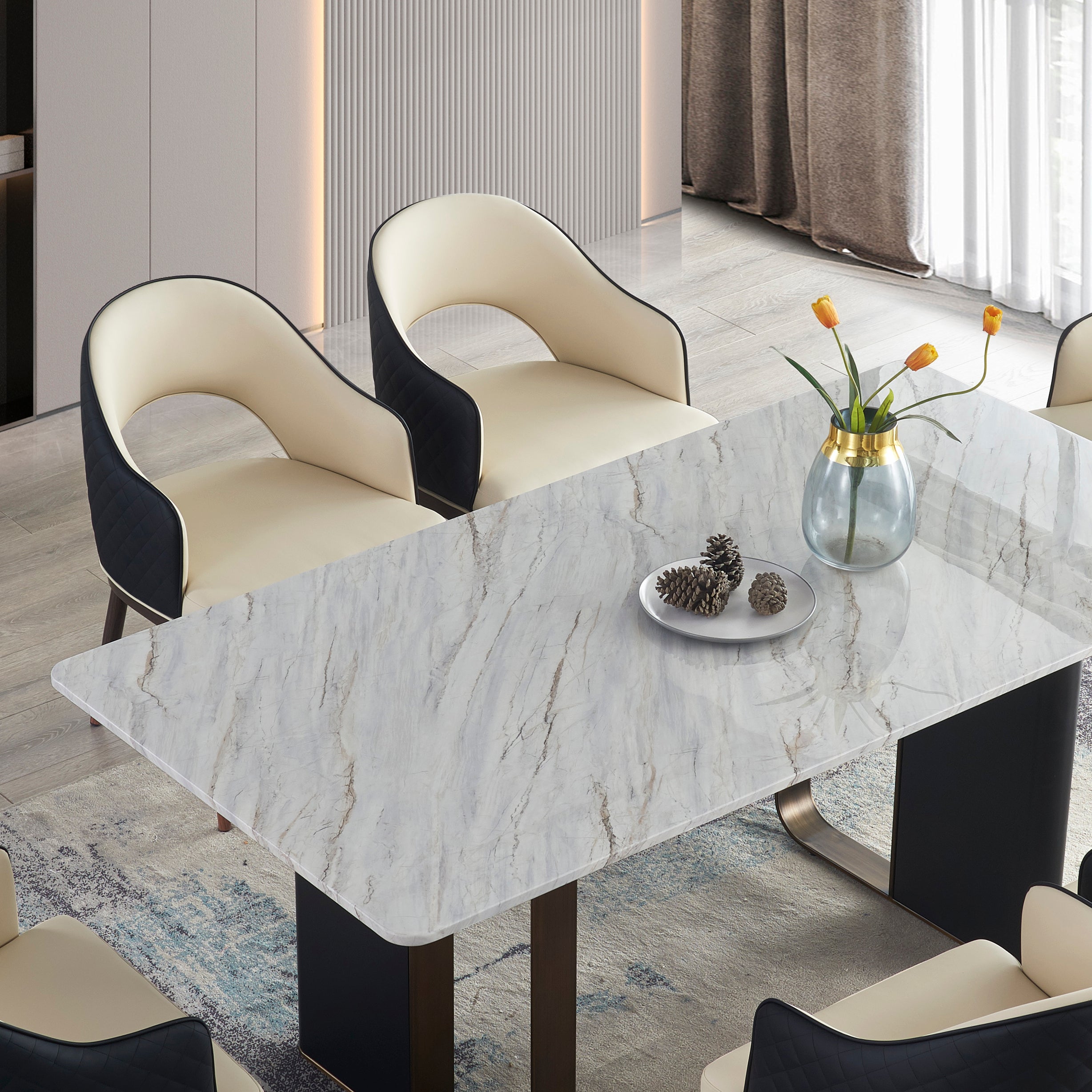 Vienna 6 Seater Rectangle Table 1.8m with 6 Florence Dining Chairs - Image 2
